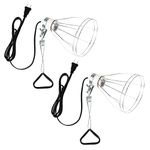 Simple Deluxe PTCLAMCAGE250X2 Clamp Lamp Light with Steel Cage Wire Grillup to 250W E26 Socket (No Bulb Included), 2-Pack, 6' Cord, Silver