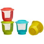 Vital Baby Nourish Store & Wean Pots - Storage Pots with Soft Bases & Sides - Stackable - Leakproof lids - Bright Colours - BPA, Phthalate & Latex Free - Ideal for Weaning & Snacks - 4pk 2oz / 120ml