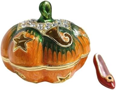 zltSunshine Elegant Enamel and Crystal Pumpkin Decorative Box Necklace Container Earring Trinket Box Ornamental For Home & Office Decor Orange