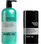 Anthony Alcohol Free Deodorant 2.5 Fl Oz, and Anthony Invigorating Rush Hair and Body Wash, 32 Fl Oz