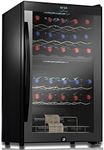 NutriChef PKCWCDS335 Compressor Cooler Refrigerator Cooling System | Large Freestanding Wine Cellar Fridge For Red White Champagne or Sparkling, Glass Door, 33 Bottle Dual Zone-Black