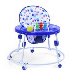 INFANTO Baby Walker Suitable from 6 to 18 Months | 360 Degree Wheels | Anti-Skid Wheels, Foldable Design, Washable Seat" - Blue-BW205