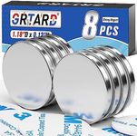 Grtard 8Pack Neodymium Magnets Heavy Duty, Powerful Permanent Rare Earth Magnets, Super Strong Neodymium Disc Magnets with Double-Sided Adhesive for DIY, Building, Fridge, Craft - 1.18”D x 0.12”H