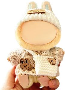 Cute Clothes Set for 17cm Doll – Chic Style Doll Outfit with Oatmeal Sweater, White Bag, and Hat – Kawaii Doll Clothes Accessories for Collectors & Fans