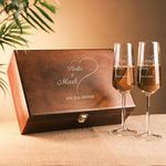 Engraved Customized Wedding Champagne Flutes, Personalized Mr and Mrs Champagne Glasses Set Gift, Wedding Toasting Flutes, Wedding Favors for Couples, (Product by TRENDSHOPIC)