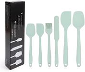 WEZCHUGHAOL Food Grade Silicone Spatulas Set of 6 Set for Baking Cooking and Mixing Kitchen Utensils Seamless One Piece Spatula with Stainless Steel Core, Nonstick Dishwasher Safe (Green)