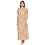 AV2 Women's Cotton Floral Maxi Nighty (7102AL_Beige_L)