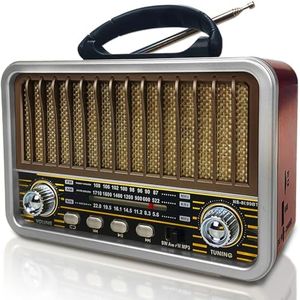 Radio Portatil Pequeña, Am/SW/FM Transistores Radio Vintage, Radio Bluetooth Recargable Soporte TWS/USB/Tarjeta TF/Función BT5.0, Radio a Pilas Retro para Cocina, Escritorio,Exterior (Blanco)