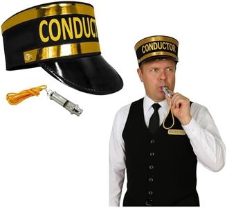Nicky Bigs Novelties Train Engineer Conductor Hat Plus Whistle Fancy Holiday Costume Accessory