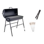 Finiky Grillbeat Drum Barbeque Grill Set For Home|Large Cooking Area, Easy Assemble, Additional Warming Rack|Charcoal Griller With 5 Wooden Skewers, 1 Tong &, Cover, Free Standing