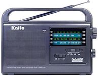 Kaito KA390 Portable AM/FM Shortwave NOAA Weather Radio with LED Flashlight, Color Black