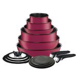 T-fal Ingenio Detachable Handle Cookware Set, Stackable Set. Induction Oven Broiler Safe 500F Cookware, Pots and Pans, Oven, Broil, Dishwasher Safe, 14 Piece Set, Pink