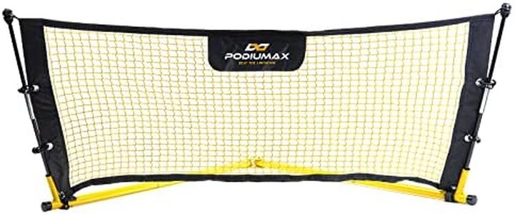 PodiuMax Upgraded Solo Soccer Rebounder Net, 5 x 2.4ft, Improve Your Ground Passing Skills, Easy to Assemble and Disassemble, Comes with Bag and Stake