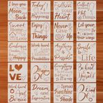 20pcs Word Stencils, Stencils for Painting on Wood Canvas Includes Dreams Hopes Love Inspirational Words Stencils Reusable Templates Drawing Templates for DIY Projects Art Crafts Home Decor