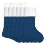 Christmas Stocking 18 Inch 6 Pack Blue Hanging Stockings Decoration for Xmas Fireplace Home