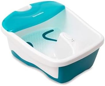 Homedics Deep Relaxation Foot Spa and Massager with Heat/Keep Warm Technology and Relaxing Bubbles, Smooth Footbed and ACU-nodes for Gentle Massage, for up to 10.5 UK Size Feet, White/Blue