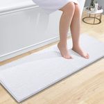 smiry Chenille Bath Mat, 40 x 120 cm, Non-Slip Super Absorbent Bathroom Mat Extra Soft Fluffy Bath Mats for Bathroom Thick Machine Washable Floor Mats Rugs Runner, White