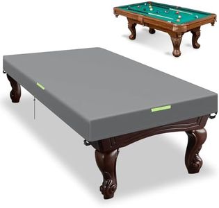 GEMITTO Pool Table Cover, Billiard Table Covers with Handles Buckles Drawstring — Indoor Outdoor Pool Table Cover Waterproof for 7/8/9 FT Pool Table Snooker Billiard Table (100 x 60 x 8 in - Grey)