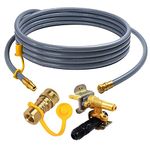 MENSI Natural Gas Conversion 3/8" Quick Connect Hose Assembly Kit 10FT with Control Valve Replacement for Outland Living Firebowl Mega Propane Fire Pit Model 780 Series