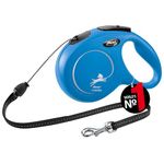 flexi® Classic M | 8 m retractable cord leash for dogs up to 20 kg | Blue | Retractable dog lead | Weight: 350 g | Dimensions: 12.2 x 19.5 cm