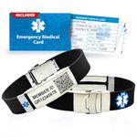 QR Code Medical Alert Bracelet with Medical Badge – Customizable ID Wristband, Adjustable Silicone Band, Waterproof with Emergency Card & Lifetime Access to PHR (Personal Health Record), Black