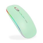 Wireless Mouse Bluetooth,LED Rechargeable Bluetooth (BT 5.1+2.4G) Wireless Mouse, Silent Computer Mice for Laptop Desktop, MacBook, Windows, Mac OS,Green