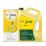 Jivo Canola Cold Press Edible Oil 5 Litre with Extra light Olive Oil 5 Litre |Healthy Cooking Oil for Daily use | Recommended by Indian Medical Association (Pack of 2L)