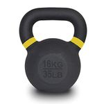 AmStaff Fitness 16kg (35 lbs) Cast Iron Kettlebell – Ergonomic Handle for Grip Strength & Stability, Yellow Marking