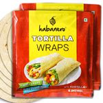 Habanero Tortilla Wraps 8 Inches | Pack of 2 l Fresh Taste & Soft Texture l Best for Burrito, Wraps, Tacos, Samosas, Shawarmas and Rolls l Ready to Eat Healthy Food in 60 Seconds l On the Go l Enjoy our tortilla wraps with mozzarella cheese or butter| 660G