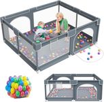 HAOIOPM Premium Baby Playpen, 180 * 150 CM Extra Large Baby Pen and Collapsible Baby Toddler Pen with 20 Sea Balls, Configurable for Indoor Living Room, with Non-Slip Net, Safe and Stable, Grey