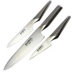 Global G-237-3 Piece Kitchen Knife Set with Chef's, Utility and Paring Knives