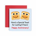 Huxters 8th Anniversary Card – Here's a Toast – Funny Anniversary Cards for Him and Her –148 by 148mm Anniversary Cards for Husband and Wife – 8th Wedding Anniversary Card with Envelope (8th)