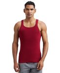 Jockey US26 Men's Super Combed Cotton Rib Square Neckline Gym Vest_Red Pepper_M