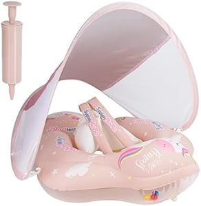 MONODEAL Bouée Bébé, Bébé Siège De Piscine avec auvent Amovible de Bouee Bebe, bouée Gonflable pour Enfants Anneau de Natation (Rose-S, S 3-12 Mois)