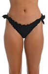 Hobie Women's Side Tie Merrow Hipster Bikini Swimsuit Bottom, Black//Solids, X-Large