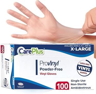CarePlus Disposable Plastic Pro Vinyl Clear Gloves Extra Large 100 Count