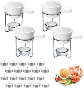 Reasim Butter Warmer for Seafood Set of 4,Lobster Butter Warmer Crab Butter Warmer Set with 20 Pcs Tealight Candles,Ceramic Drawn Butter Melter for Chocolate Cheese,Fondue Seafood Boil Party supplie