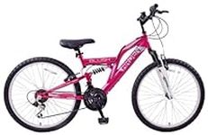 Arden Blush 24" Wheel Girls Kids Mountain Bike Full Dual Suspension 21 Speed 14" Frame Pink Age 8+