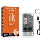 Aedcbaide V10 Flashlight, Mini EDC Torch Keychain Light 1000 Lumen with 365nm UV Torches led Super Bright Rechargeable Powerful Pocket Torch with Buzzer for Camping Hiking Emergency