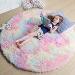 Amdrebio Rainbow Fluffy Rugs Bedroo