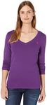 U.S. Polo Assn. Women's Ribbed V-Neck T-Shirt, Kingston Purple, X-Large