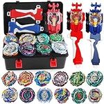 Battling Tops Box Set, Burst Gyro Toys 12 Spinning Tops + 2 Launchers + Stickers Combat Battling Game with Portable Box Gift for Kids Children Boys 499