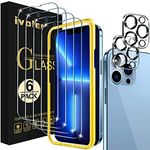 ivoler[4+2Pack]Screen Protector Compatible With iPhone 13 Pro Max 6.7ââ‚¬Ëœââ‚¬â„¢[4 Pack]with [2 Pack] Camera Lens Protector, HD Tempered Glass Film With Align Frame, 9H Hardness, Bubble Free,Scratch Resistant