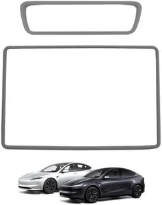 DGXWLLW 2Pcs Protector Trim Frames for Tesla Model Y/3 2016-2025 2026 Juniper/Highland, Center Control Screen Edge Silicone Protector Frame Rearview Mirror Cover for Tesla Interior Accessories, Gray