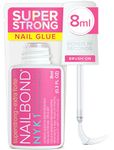 NYK1 Super Strong Nail Glue For Press On Nails, Nail Tips And Acrylic Nails (8ml) Nail Bond Brush On Nail Glue For Acrylics Glue On Nails And Fake Nails With Glue Brush for Stick On Nails Tips