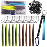 JSHANMEI Wacky Rig Worm Hooks Fishing Tool Kit – Wacky Worms, Wacky O-Rings, Wacky Rig Tool, Wacky Weedless Hooks Soft Stick Bait Fishing Lures Hooks Kit