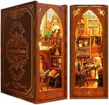 suruim DIY Book Nook Kit Bookend Puzzle Miniature Nook Library Bookshelf Insert Bookends Decoration Books Ornaments Gifts for Adults(Library)