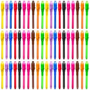 SCStyle Invisible Ink Pen 60Pcs Spy Pen with UV Black Light Magic Spy Marker Kid Pens for Secret Message and Birthday Party,Writing Secret Message for Easter Day Halloween Christmas Party Bag Gift