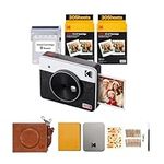 KODAK Mini Shot 3 Retro 4PASS 2-in-1 Instant Camera and Photo Printer (3x3 inches) + 68 Sheets Gift Bundle (8 Initial Sheets + 60 Sheets Pack), White