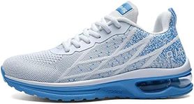 GANNOU Women's Air Athletic Running Shoes Fashion Sport Gym Jogging Tennis Fitness Sneaker WhiteBlue 10.5 B(M) US